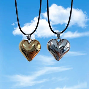 Goth Leather Braid Love Heart Pendant Choker Necklace