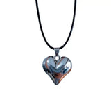 Goth Leather Braid Love Heart Pendant Choker Necklace