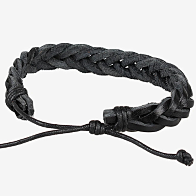 Goth Leather Charm Bracelet Punk Love Men Women Accessories