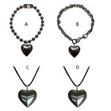 Goth Chains Necklace with Big Heart Pendant Hip-hop Choker