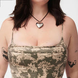 Goth Chains Necklace with Big Heart Pendant Hip-hop Choker