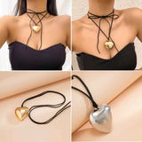 Goth Chains Necklace Punk Choker Big Heart Pendant Clavicle Chain
