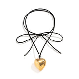 Goth Chains Necklace Punk Choker Big Heart Pendant Clavicle Chain