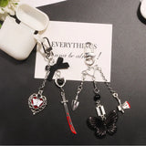 Goth Charm Pendant Key Chain Punk Butterfly Bat Heart Keyring