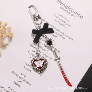 Goth Charm Pendant Key Chain Punk Butterfly Bat Heart Keyring