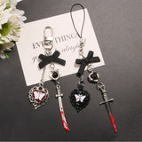 Goth Charm Pendant Key Chain Punk Butterfly Bat Heart Keyring