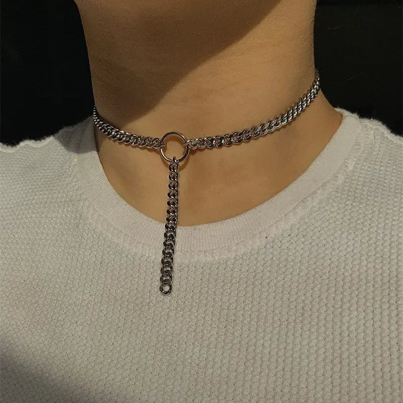 Gothic Choker Ring Dagger Necklace - Cosplay Grunge Punk