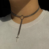 Gothic Choker Ring Dagger Necklace - Cosplay Grunge Punk