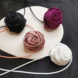 Rose Pendant Choker Necklace for Women Weave Knotted Bowknot Chain Jewelry