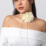 Rose Pendant Choker Wax Rope Necklace Women Bowknot Chain Jewelry