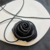 Rose Pendant Choker Necklace for Women Weave Knotted Bowknot Chain Jewelry