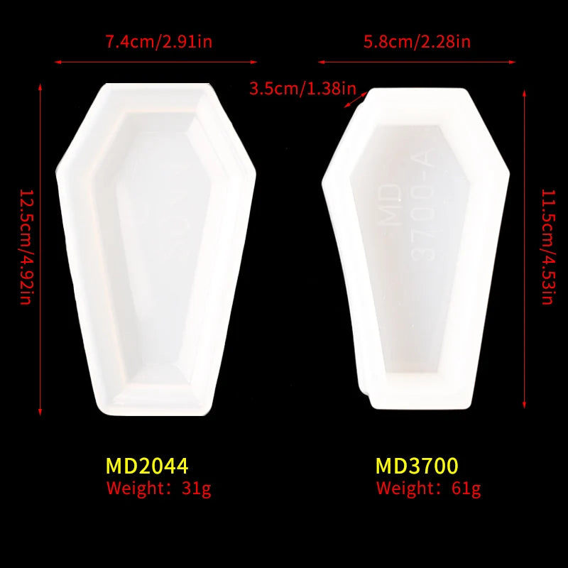 Gothic Crystal Coffin Storage Box Silicone Mold for Halloween Resin Decoration