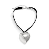 Goth Big Love Heart Pendant Necklace for Women