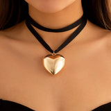 Goth Big Love Heart Pendant Necklace for Women