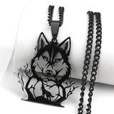 Goth Full Moon Wolf Head Pendant Necklace Forest Tree Animal Jewelry N2032S03