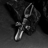 Goth Retro Sword Skull Pendant Necklace Punk Stainless Steel Skeleton Neck Chain