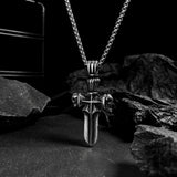 Goth Retro Sword Skull Pendant Necklace Punk Stainless Steel Skeleton Neck Chain