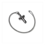 Goth Retro Sword Skull Pendant Necklace Punk Stainless Steel Skeleton Neck Chain