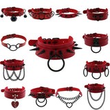Goth Harajuku PU Leather Chain Heart Spiked Necklaces