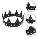 Gothic Tiara Hair Band Vintage Leather Crowns Halloween King Royal Men