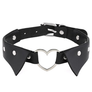 Goth Heart Choker Collar Leather Necklace Women Girls Gothic Accessory