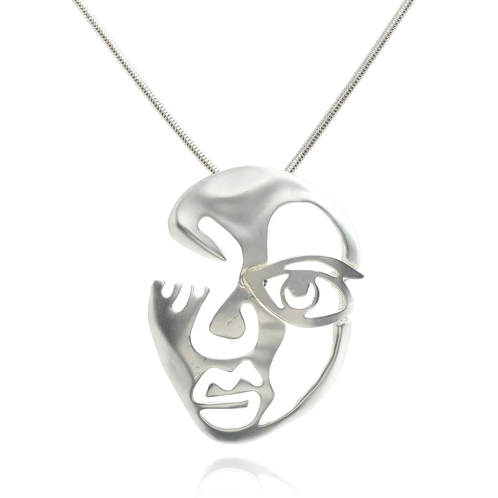 Goth Hollow Out Portrait Necklace Vintage Jewelry
