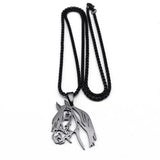 Goth Horse Head Pendant Necklace Stainless Steel Animal Chain Horse Lover Gift