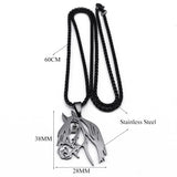 Goth Horse Head Pendant Necklace Stainless Steel Animal Chain Horse Lover Gift