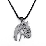 Goth Horse Head Pendant Necklace Stainless Steel Animal Chain Horse Lover Gift