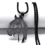 Goth Horse Head Pendant Necklace Stainless Steel Animal Chain Horse Lover Gift