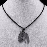 Goth Horse Head Pendant Necklace Stainless Steel Animal Chain Horse Lover Gift