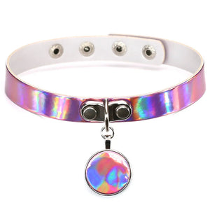 Gothic Laser Light PU Choker Necklace