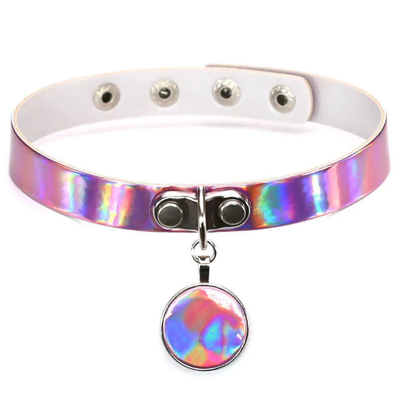 Gothic Laser Light PU Choker Necklace