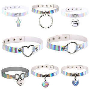Gothic Laser Light PU Choker Necklace