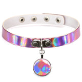 Gothic Laser Light PU Choker Necklace