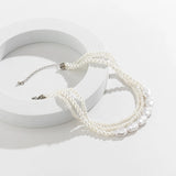 Goth Multilayer Pearl Choker Necklace Women Banquet Jewelry Wed Accessory
