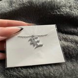 Goth Old English Initial Letter Necklace Stainless Steel A-Z Choker Vintage BFF