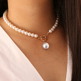 Goth Pearl Choker Necklace Lasso Pendants Women Jewelry