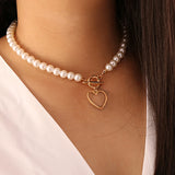 Goth Pearl Choker Necklace Lasso Pendants Women Jewelry