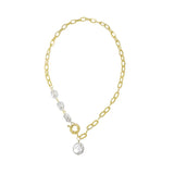 Goth Pearl Metal Choker Necklace Lasso Pendants Women Jewelry
