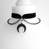 Goth Pentagram Moon Chain Choker Witch Necklace Punk Gothic Pendant Grunge Jewel