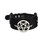 Goth Pentagram Necklace Star Choker Collar Pu Leather Gothic Accessory
