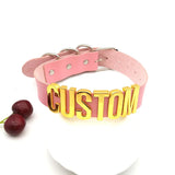 Goth Punk PU Choker Collar Necklace Personalized Name Chocker Cosplay