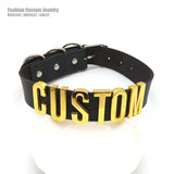 Goth Punk PU Choker Collar Necklace Personalized Name Chocker Cosplay