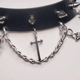 Goth Punk Choker Silver Cross Gothic Necklace Wide Statement Women Gift
