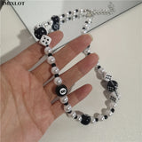 Goth Punk Hip Hop #8 Beads Choker Grunge Necklaces Rock Dice Pearl Strand Chains