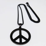 Goth Punk Peace Sign Necklace Men Stainless Steel Chain Jewelry