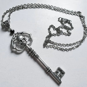 Skeleton Skull Key Pendant Necklace Goth Punk Witch Jewelry
