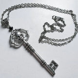 Skeleton Skull Key Pendant Necklace Goth Punk Witch Jewelry