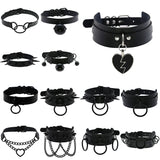 Goth Punk Spike Rivet Choker Collar For Women Heart Bell Necklace